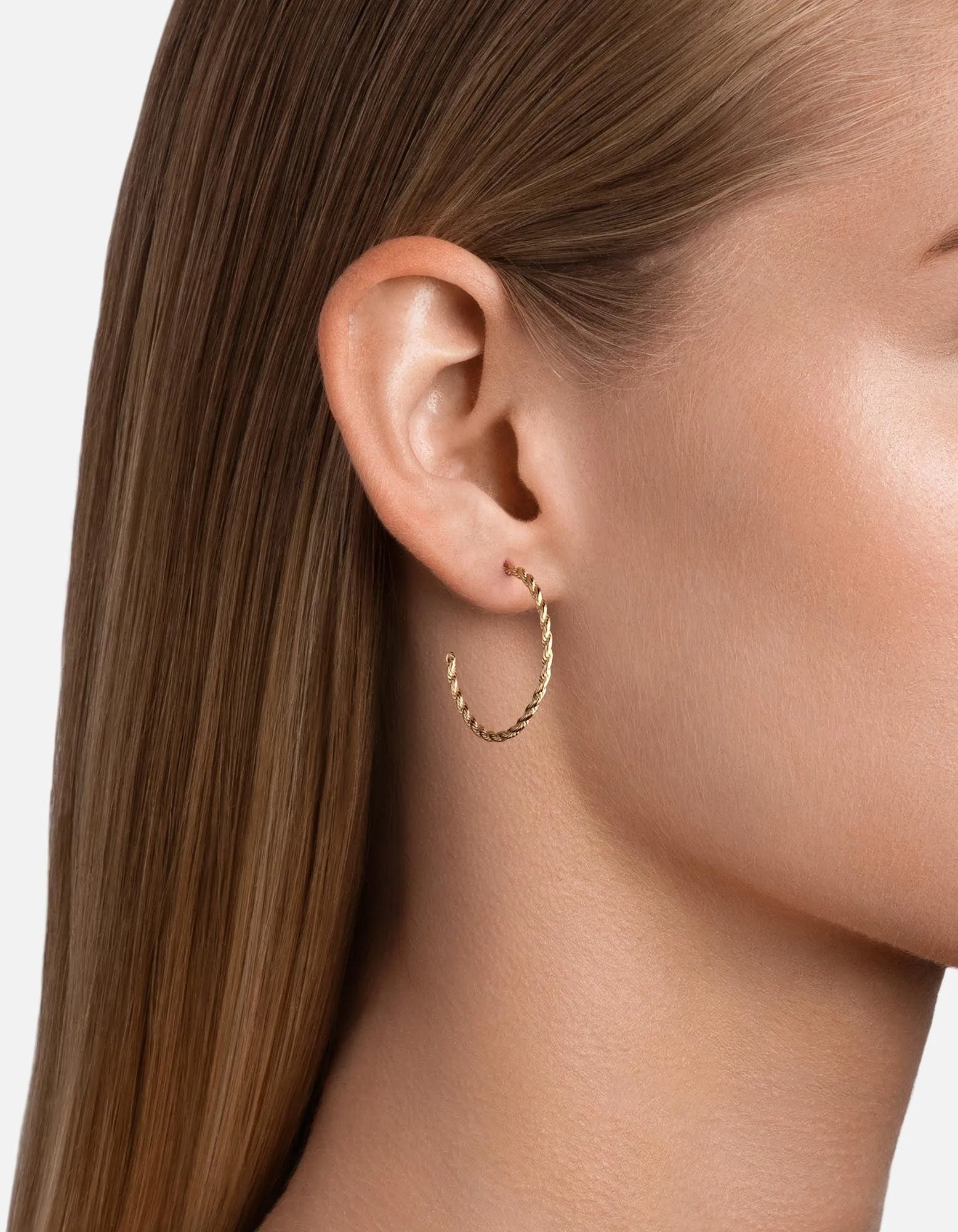 Rope Chain Hoop Earrings, Gold Vermeil
