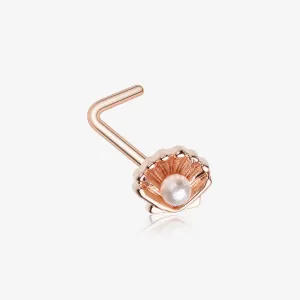 Rose Gold Ariel's Shell Pearlescent L-Shaped Nose Ring