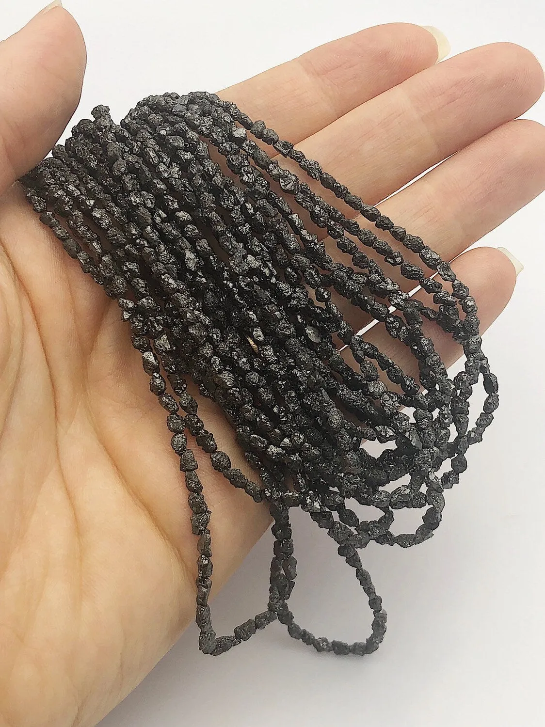 Rough Black Diamond Gemstone Beads, Full Strand, 16"