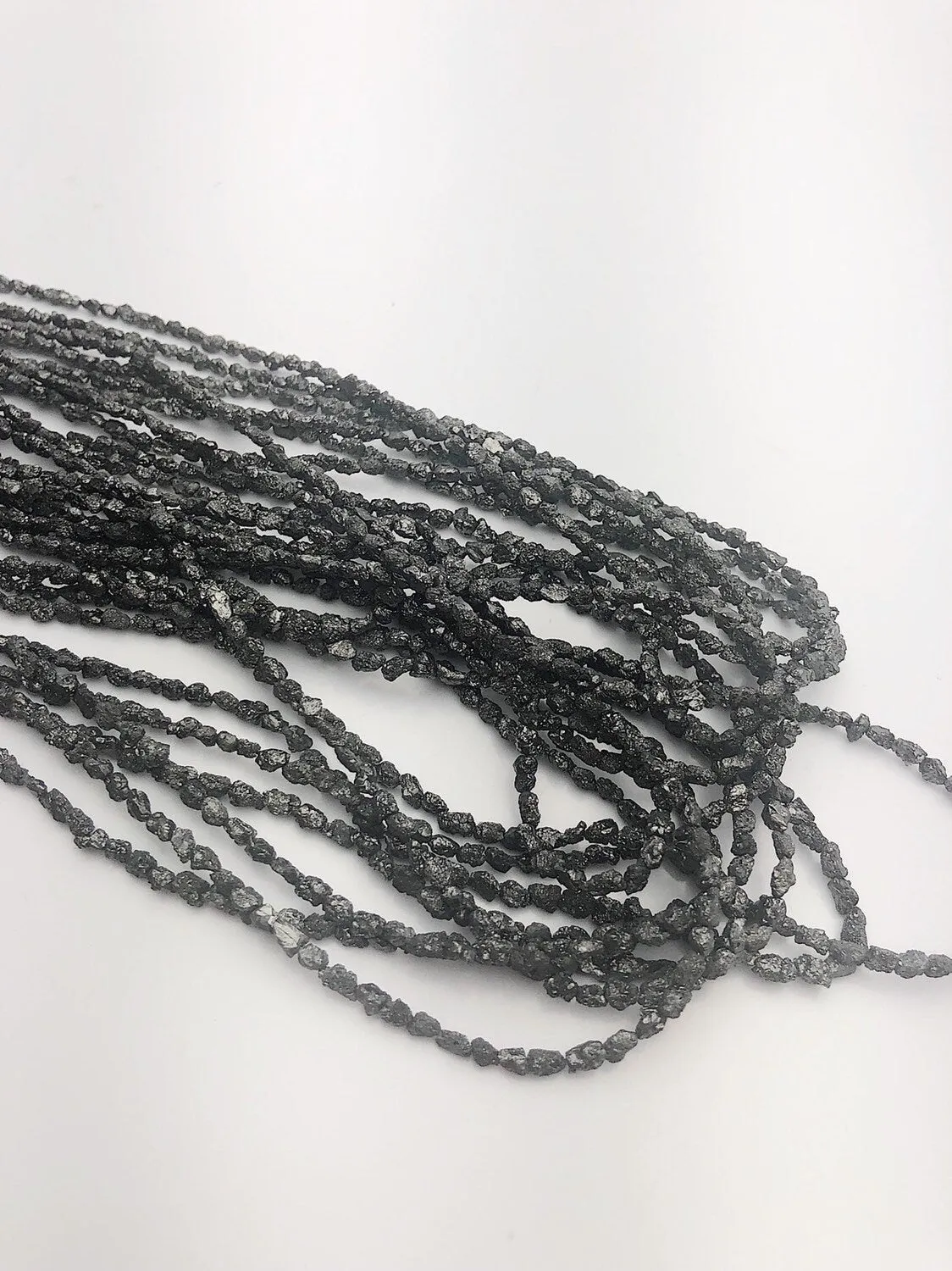 Rough Black Diamond Gemstone Beads, Full Strand, 16"