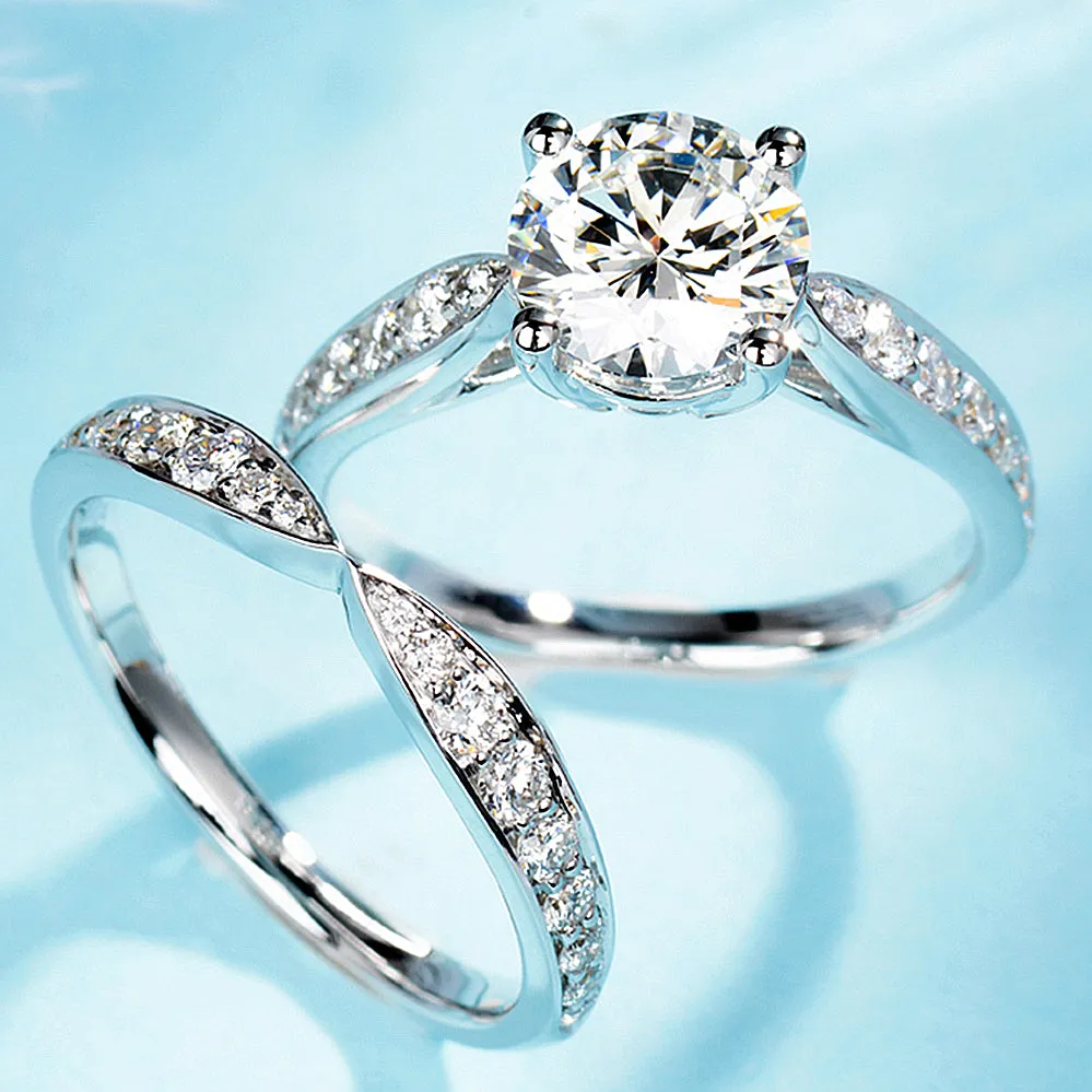 Round Cut GIA Diamond Bridal Set