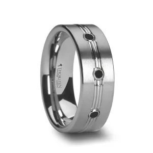 ROYALE | Tungsten Ring Triple Black Diamonds