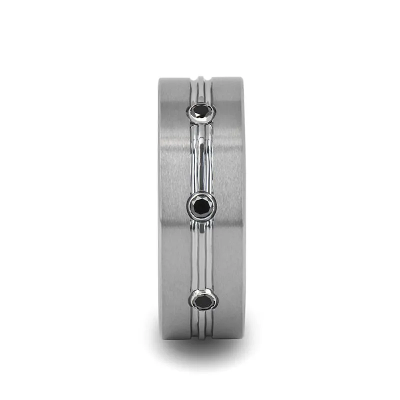ROYALE | Tungsten Ring Triple Black Diamonds