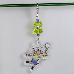 Sally the Science Sheep Acrylic Stitch Markers & Earrings