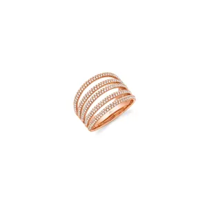 Shy Creation Multi Row Pave Diamond Wide Ring