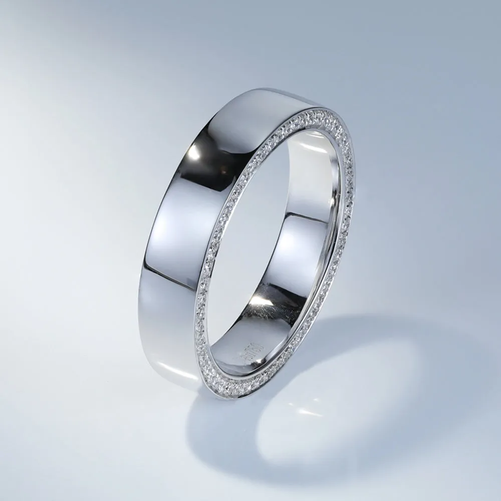 Side Pave Diamond Wedding Couple Wide Rings