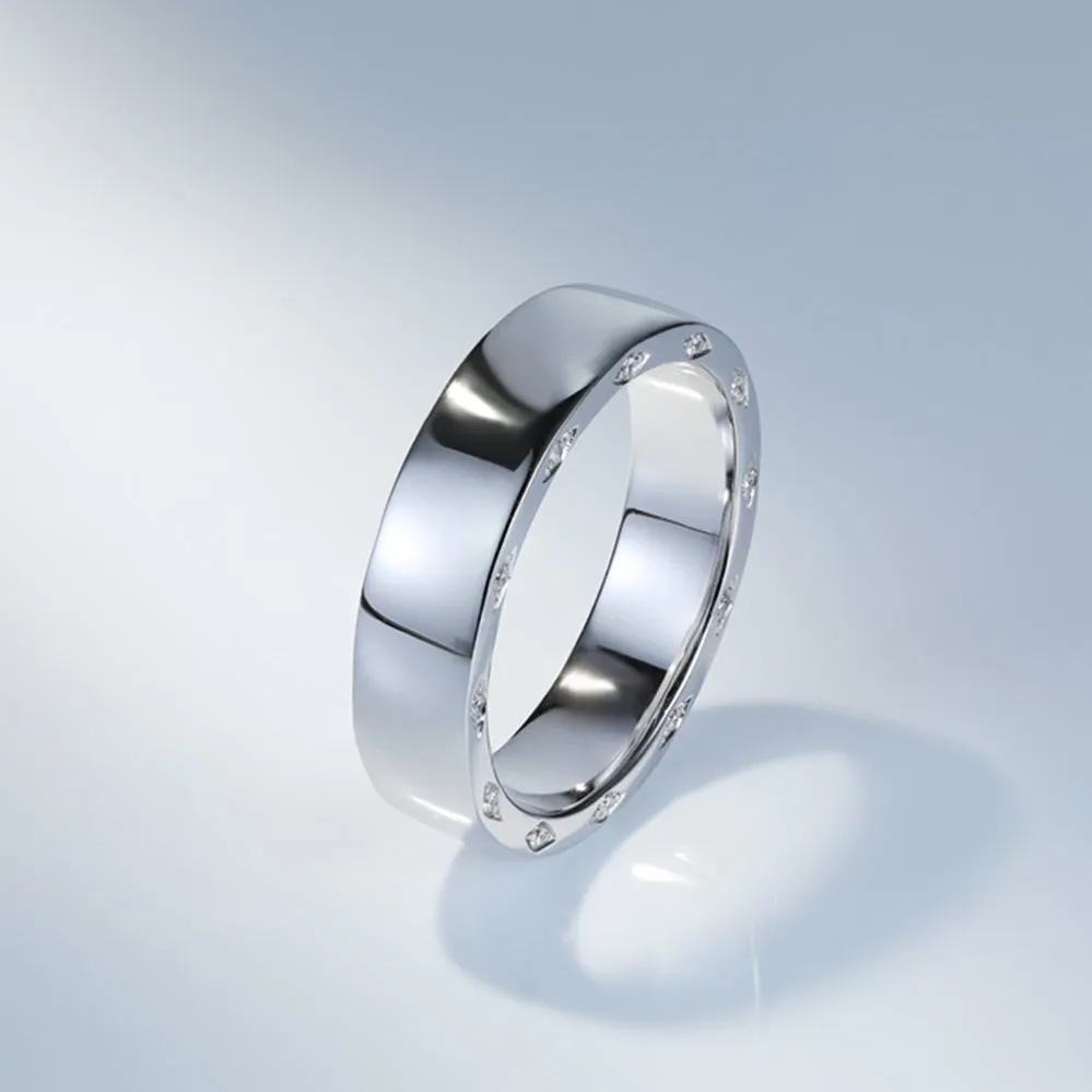 Side Pave Diamond Wedding Couple Wide Rings
