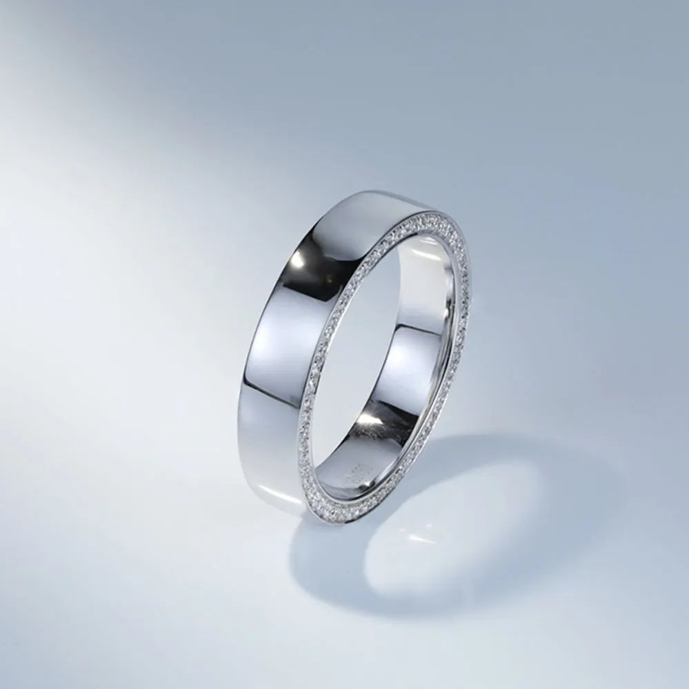Side Pave Diamond Wedding Couple Wide Rings