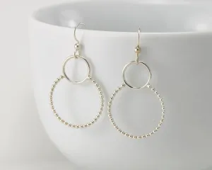 Silver Beaded Circles Hoop Earrings