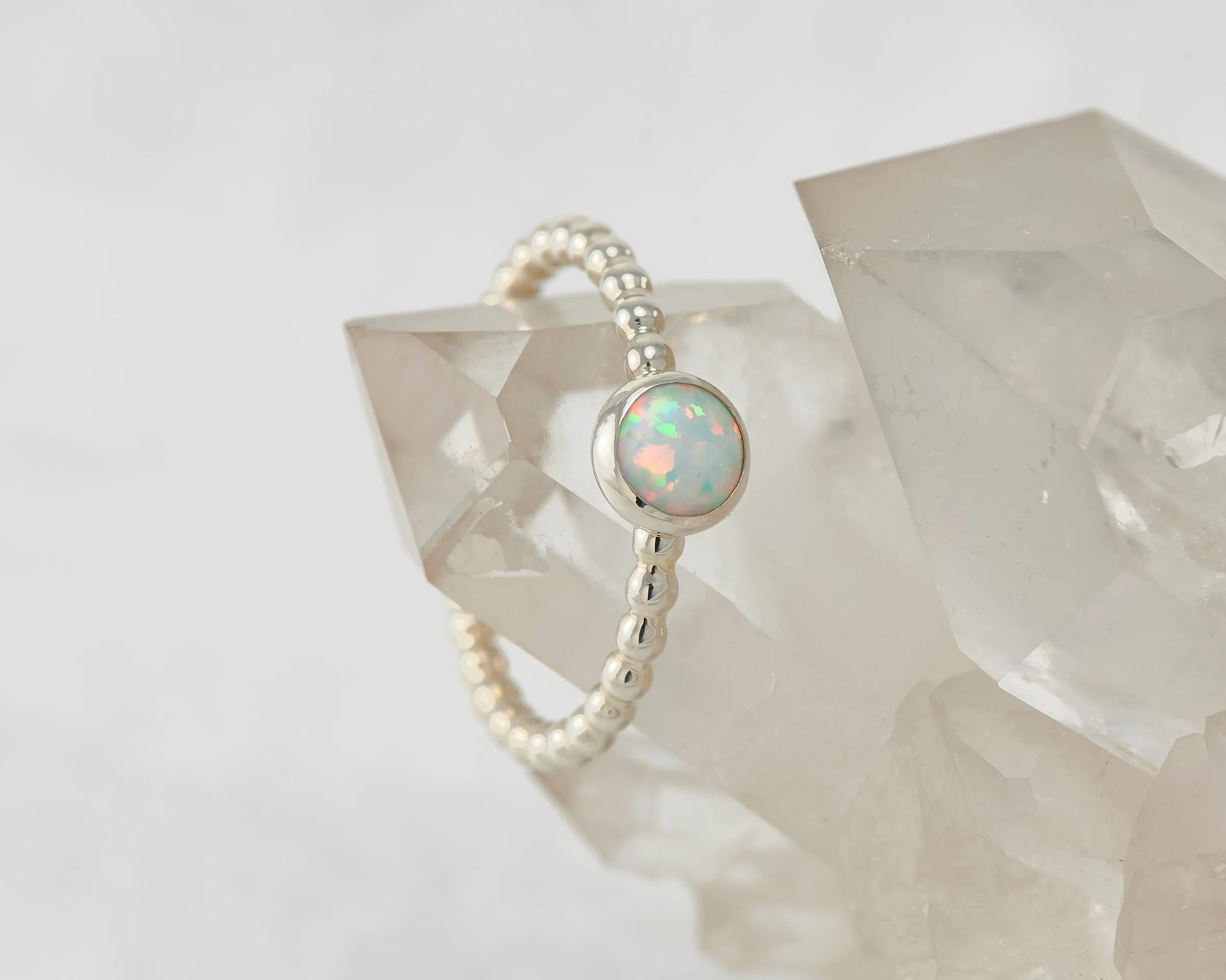 Silver Beaded Circles Hoop Earrings