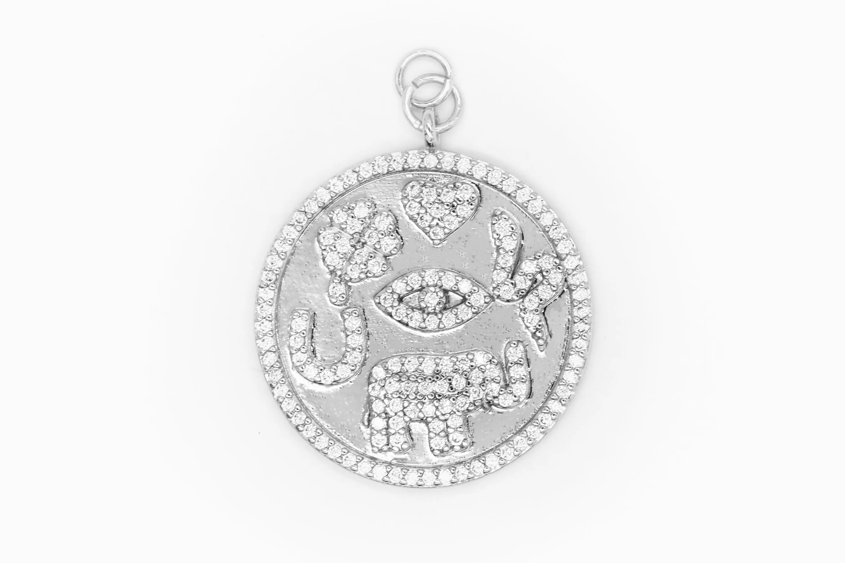 Silver Pave Lucky Coin Charm