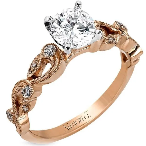 Simon G. Vintage Style Scrollwork Filigree Diamond Engagement Ring