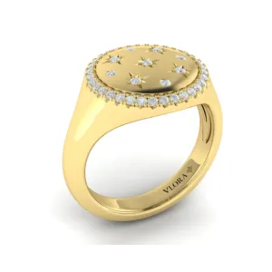 Sincerely Springer's by Vlora 14k Yellow Gold Star Diamond and Bezel Signet Ring