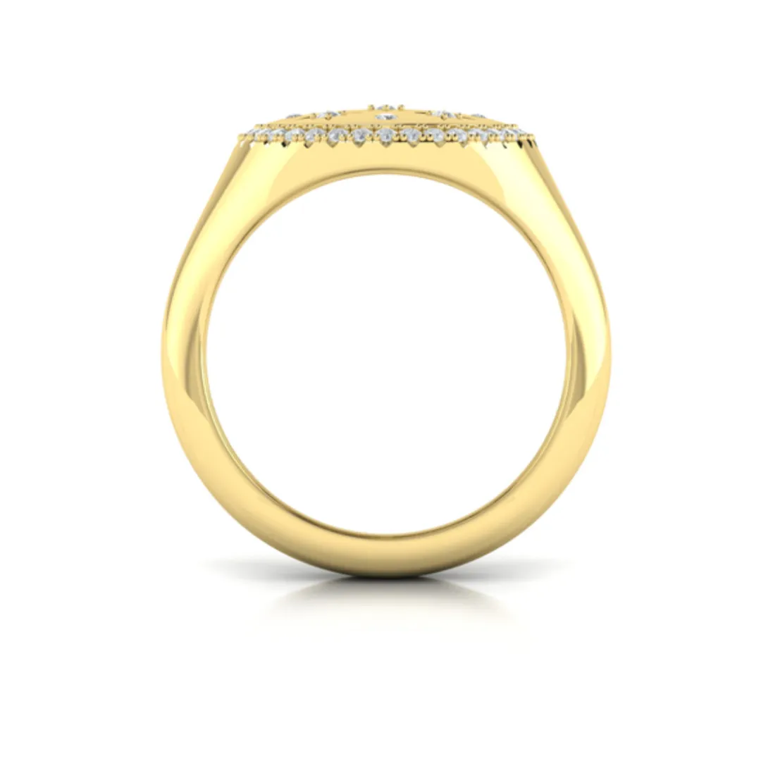 Sincerely Springer's by Vlora 14k Yellow Gold Star Diamond and Bezel Signet Ring