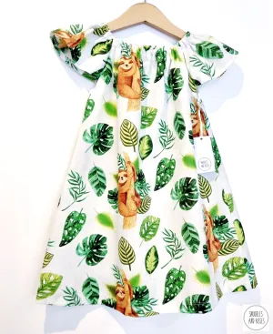 Sloth Print Cotton Dress