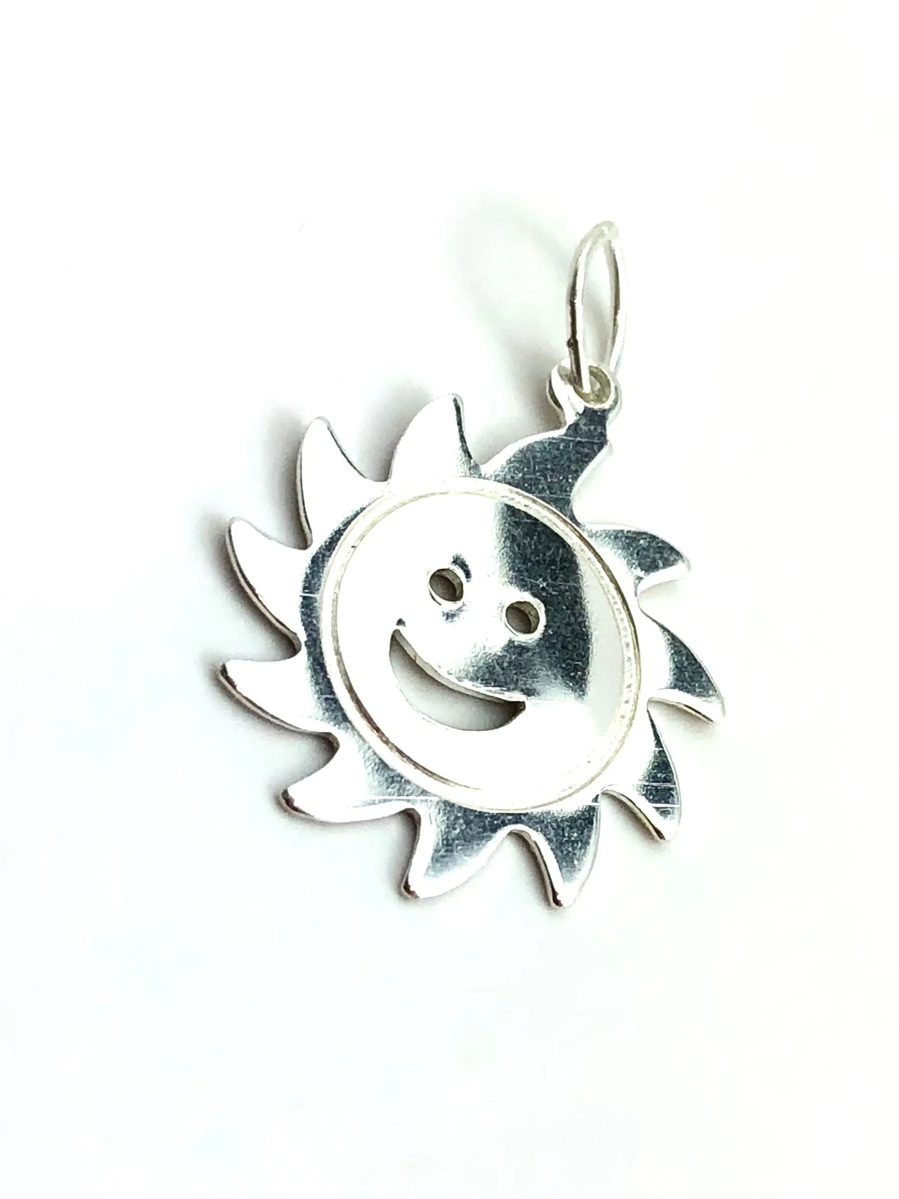 Smiley Face Sterling Silver Sun Charm Sku#362C.020