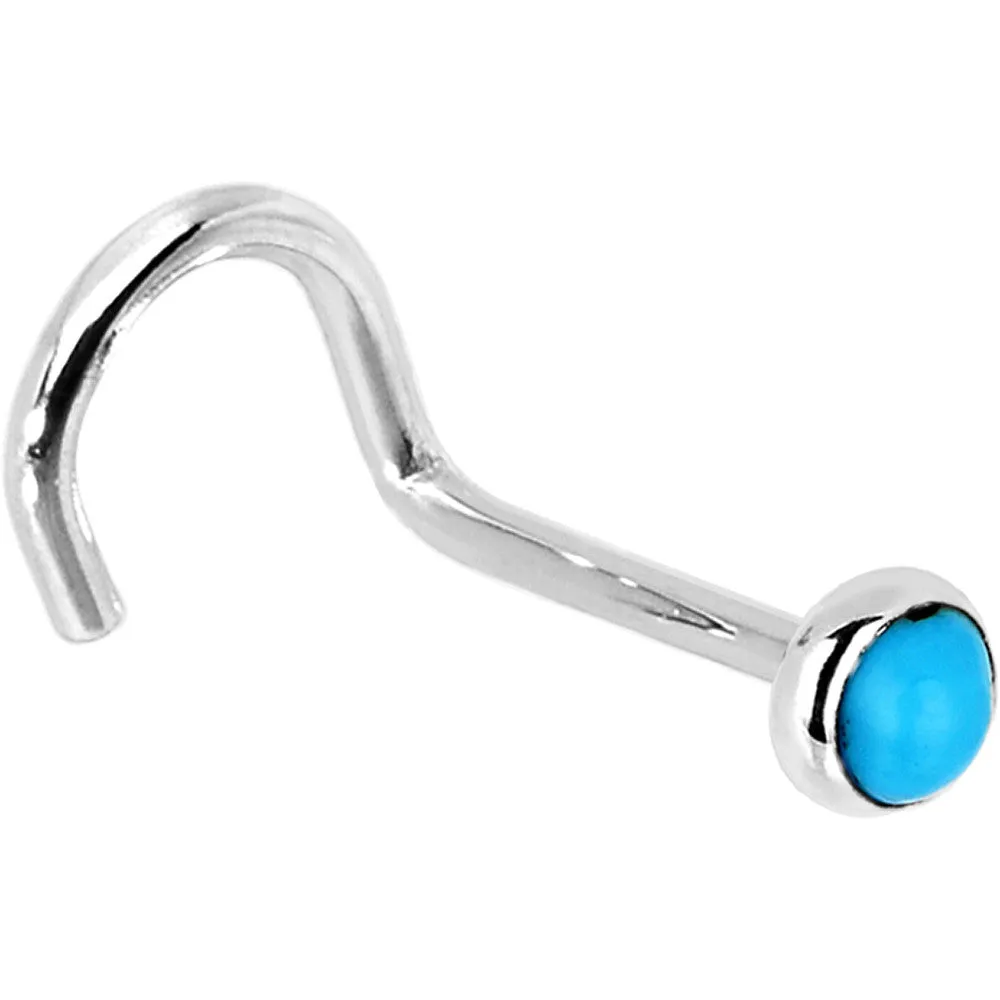 Solid 14KT White Gold 2mm Turquoise Nose Ring