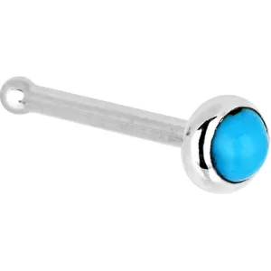 Solid 14KT White Gold 2mm Turquoise Nose Ring