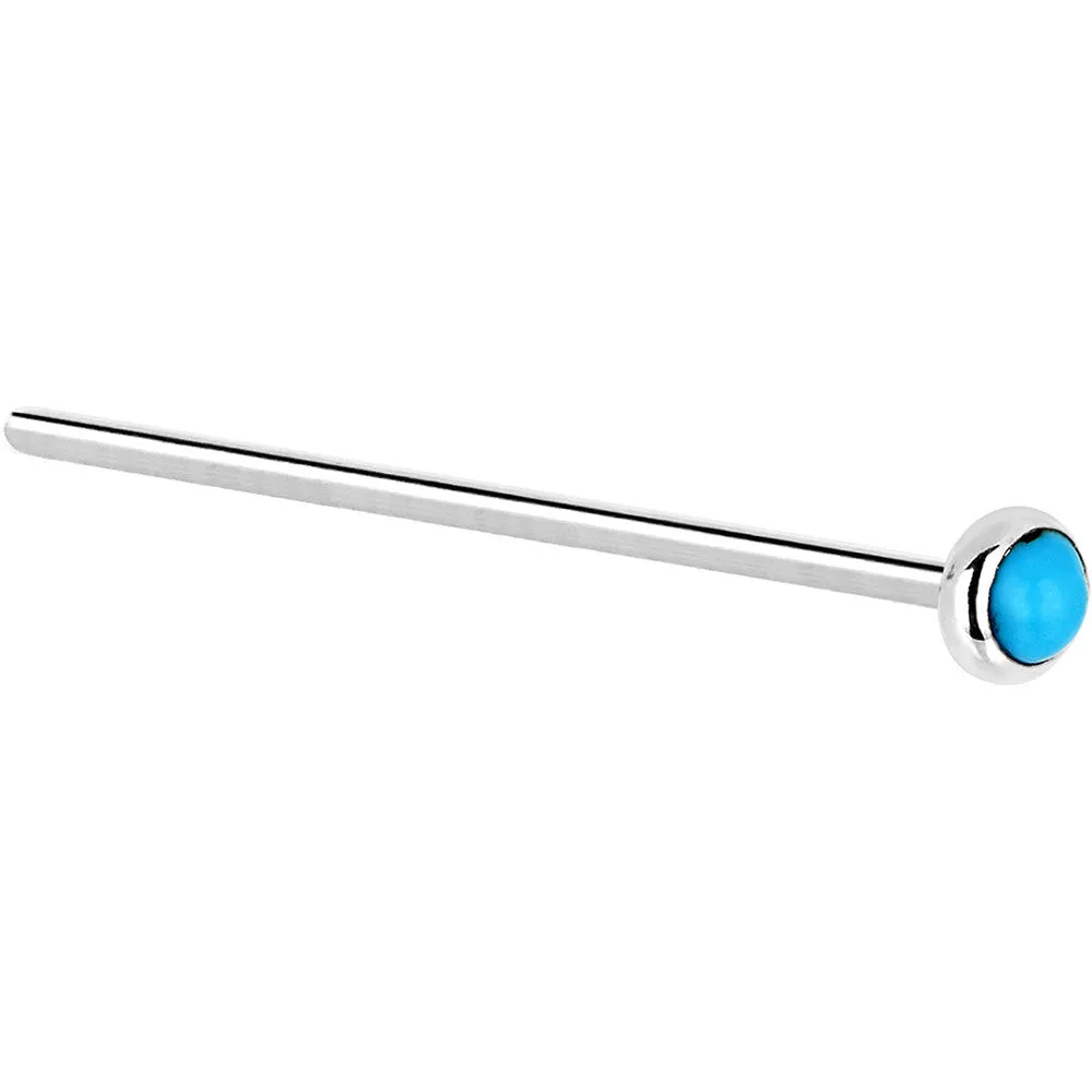 Solid 14KT White Gold 2mm Turquoise Nose Ring