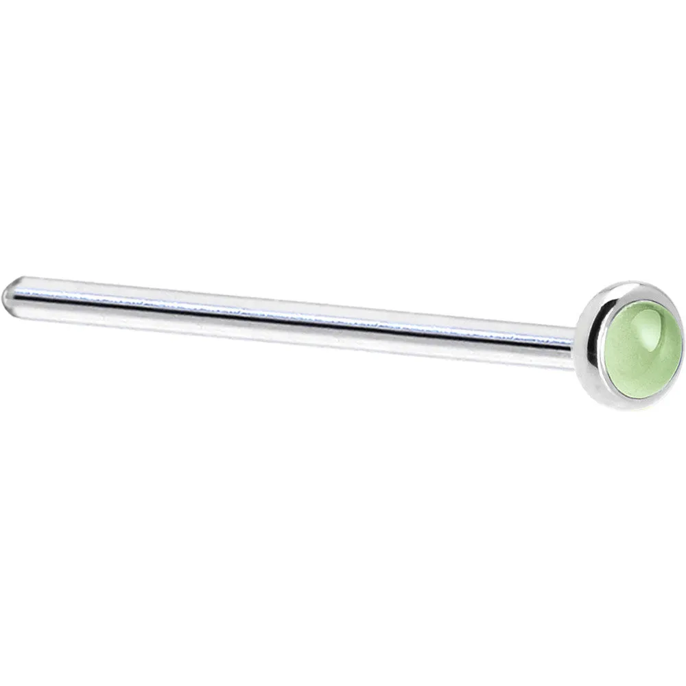 Solid 14KT White Gold (August) 2mm Genuine Peridot Nose Ring