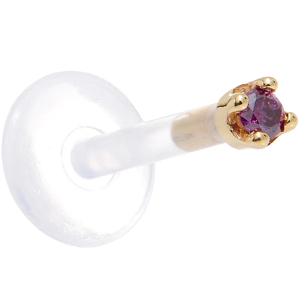 Solid 14KT Yellow Gold 1.5mm Genuine Purple Diamond Bioplast Push in Monroe