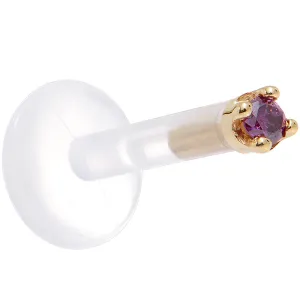 Solid 14KT Yellow Gold 1.5mm Genuine Purple Diamond Bioplast Push in Monroe