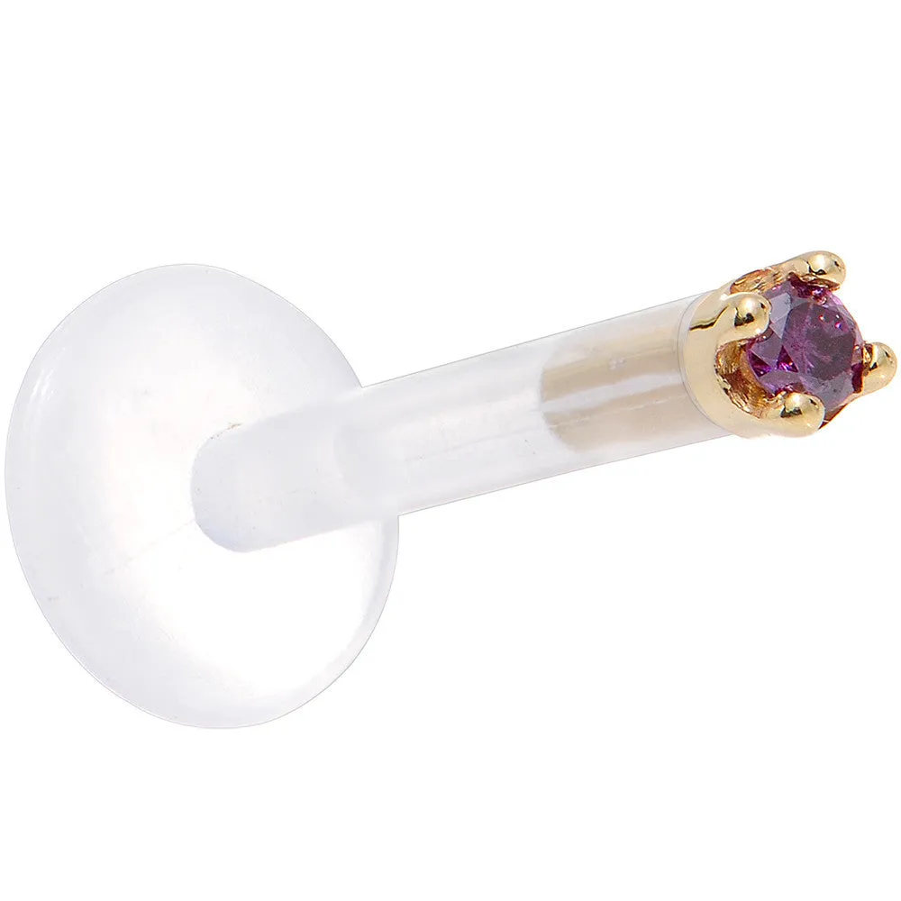 Solid 14KT Yellow Gold 1.5mm Genuine Purple Diamond Bioplast Push in Monroe