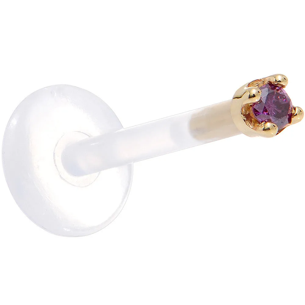 Solid 14KT Yellow Gold 1.5mm Genuine Purple Diamond Bioplast Push in Monroe