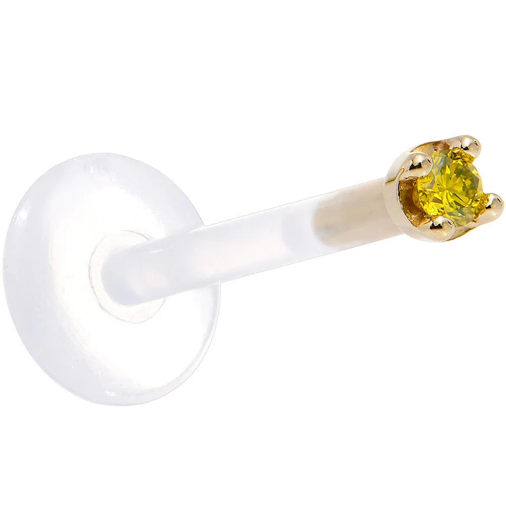 Solid 14KT Yellow Gold 1.5mm Genuine Yellow Diamond Bioplast Push in Monroe