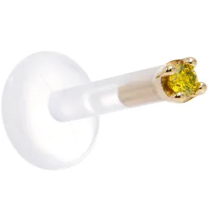 Solid 14KT Yellow Gold 1.5mm Genuine Yellow Diamond Bioplast Push in Monroe