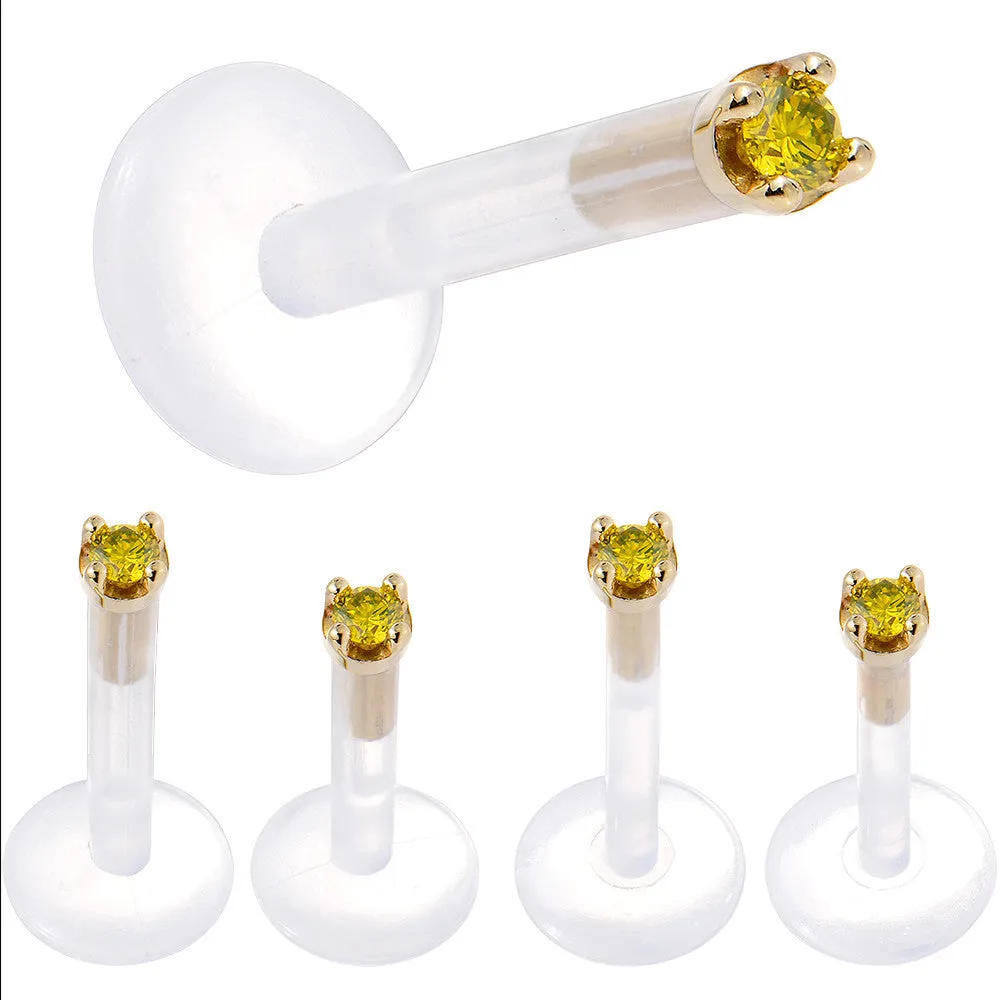 Solid 14KT Yellow Gold 1.5mm Genuine Yellow Diamond Bioplast Push in Monroe