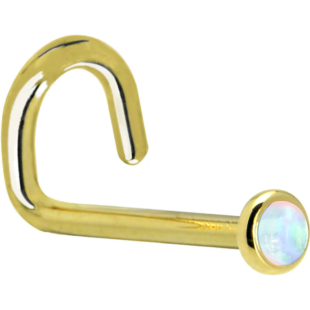 Solid 14KT Yellow Gold (October) 2mm Synthetic Opal Nose Ring