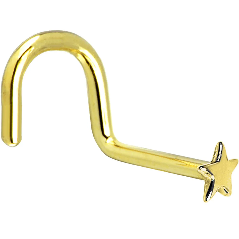 Solid 14KT Yellow Gold Star Nose Ring