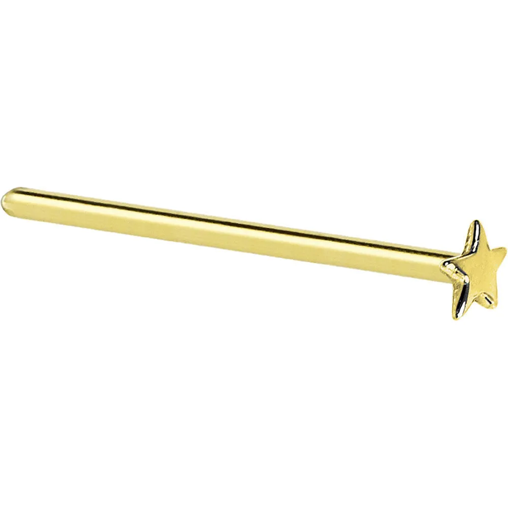 Solid 14KT Yellow Gold Star Nose Ring
