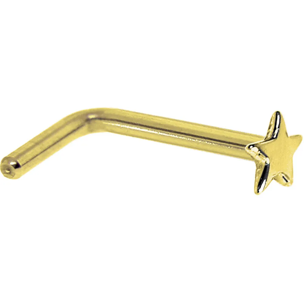 Solid 14KT Yellow Gold Star Nose Ring