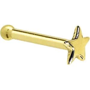 Solid 14KT Yellow Gold Star Nose Ring