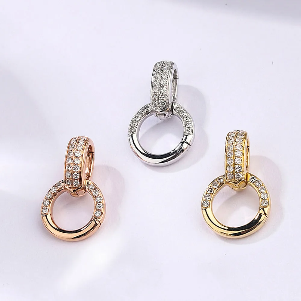 Solid 18k Gold Pave Diamond Clasp Connector Lock