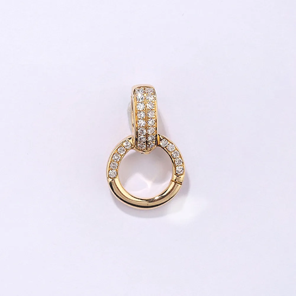 Solid 18k Gold Pave Diamond Clasp Connector Lock