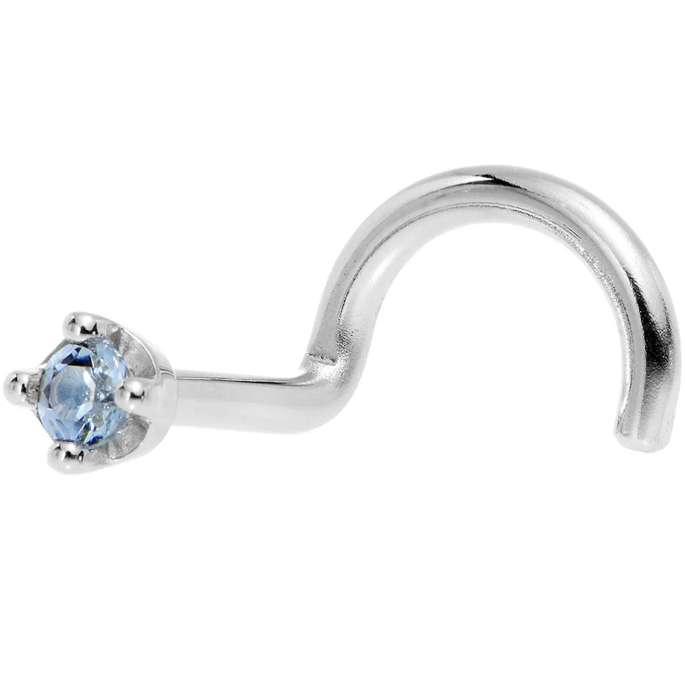 Solid 18KT White Gold (December) 1.5mm Genuine Topaz Nose Ring