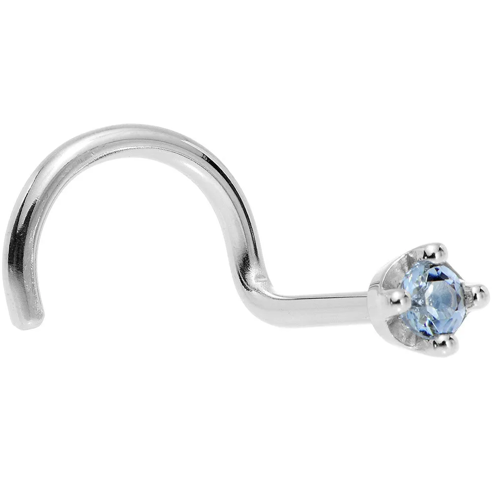 Solid 18KT White Gold (December) 1.5mm Genuine Topaz Nose Ring