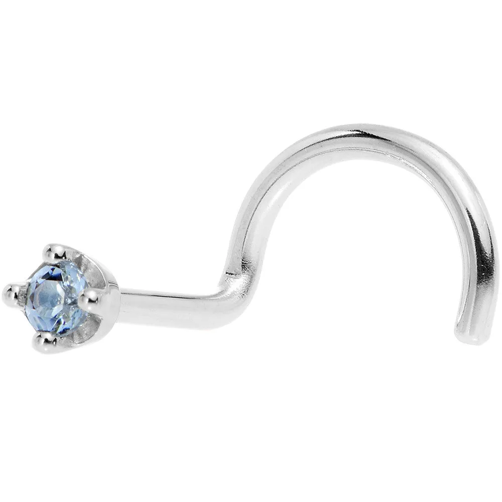 Solid 18KT White Gold (December) 1.5mm Genuine Topaz Nose Ring