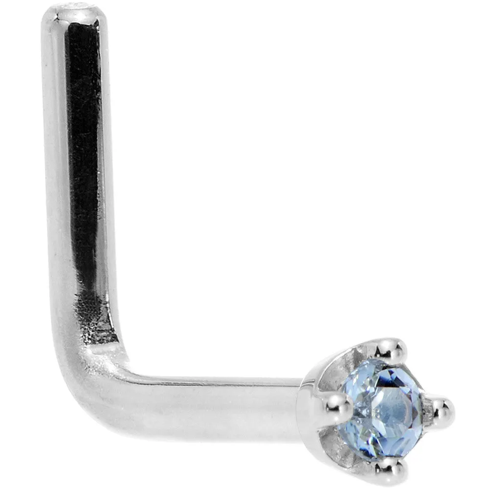 Solid 18KT White Gold (December) 1.5mm Genuine Topaz Nose Ring