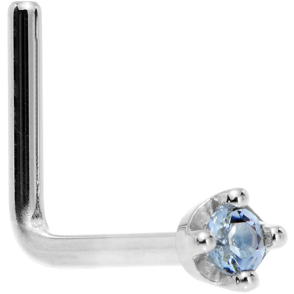 Solid 18KT White Gold (December) 1.5mm Genuine Topaz Nose Ring