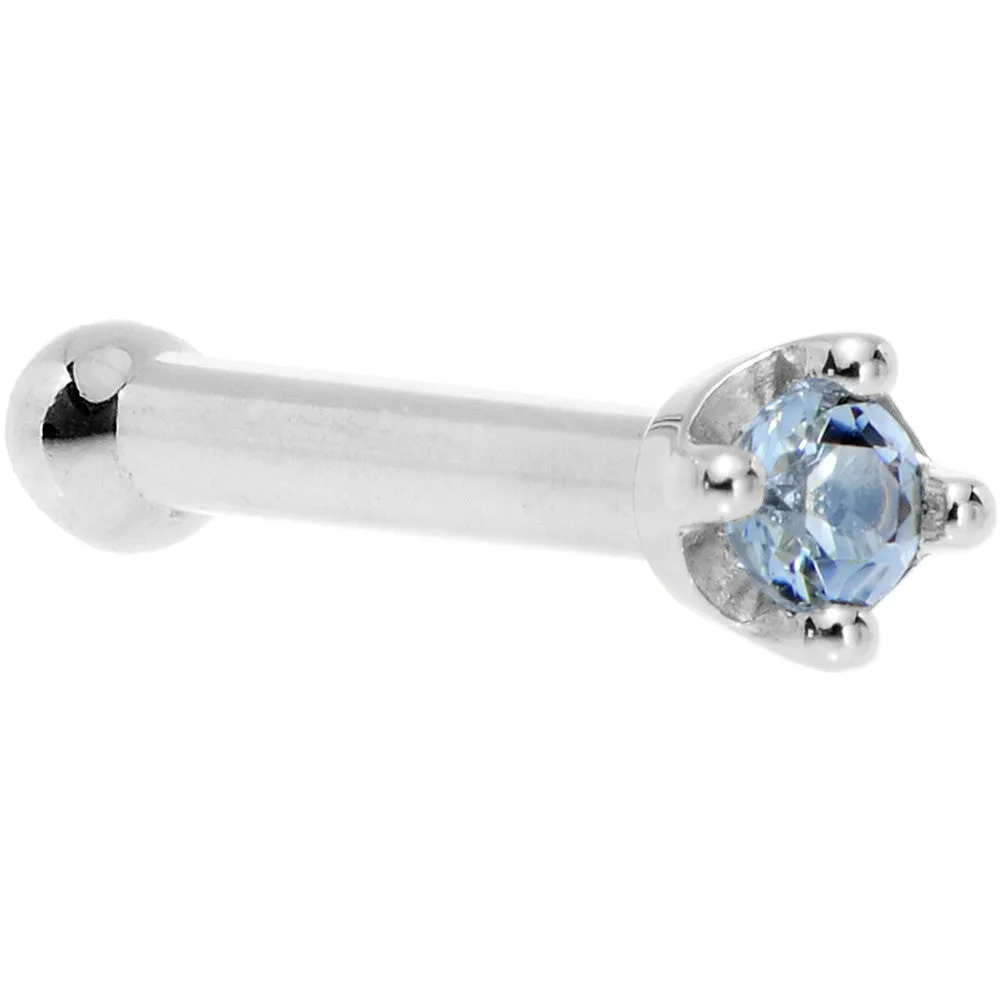 Solid 18KT White Gold (December) 1.5mm Genuine Topaz Nose Ring