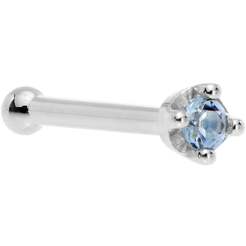 Solid 18KT White Gold (December) 1.5mm Genuine Topaz Nose Ring