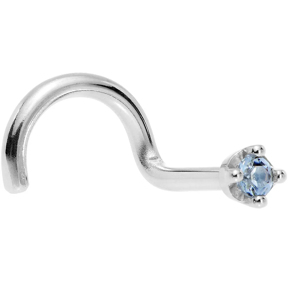 Solid 18KT White Gold (December) 1.5mm Genuine Topaz Nose Ring