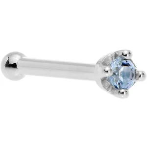 Solid 18KT White Gold (December) 1.5mm Genuine Topaz Nose Ring