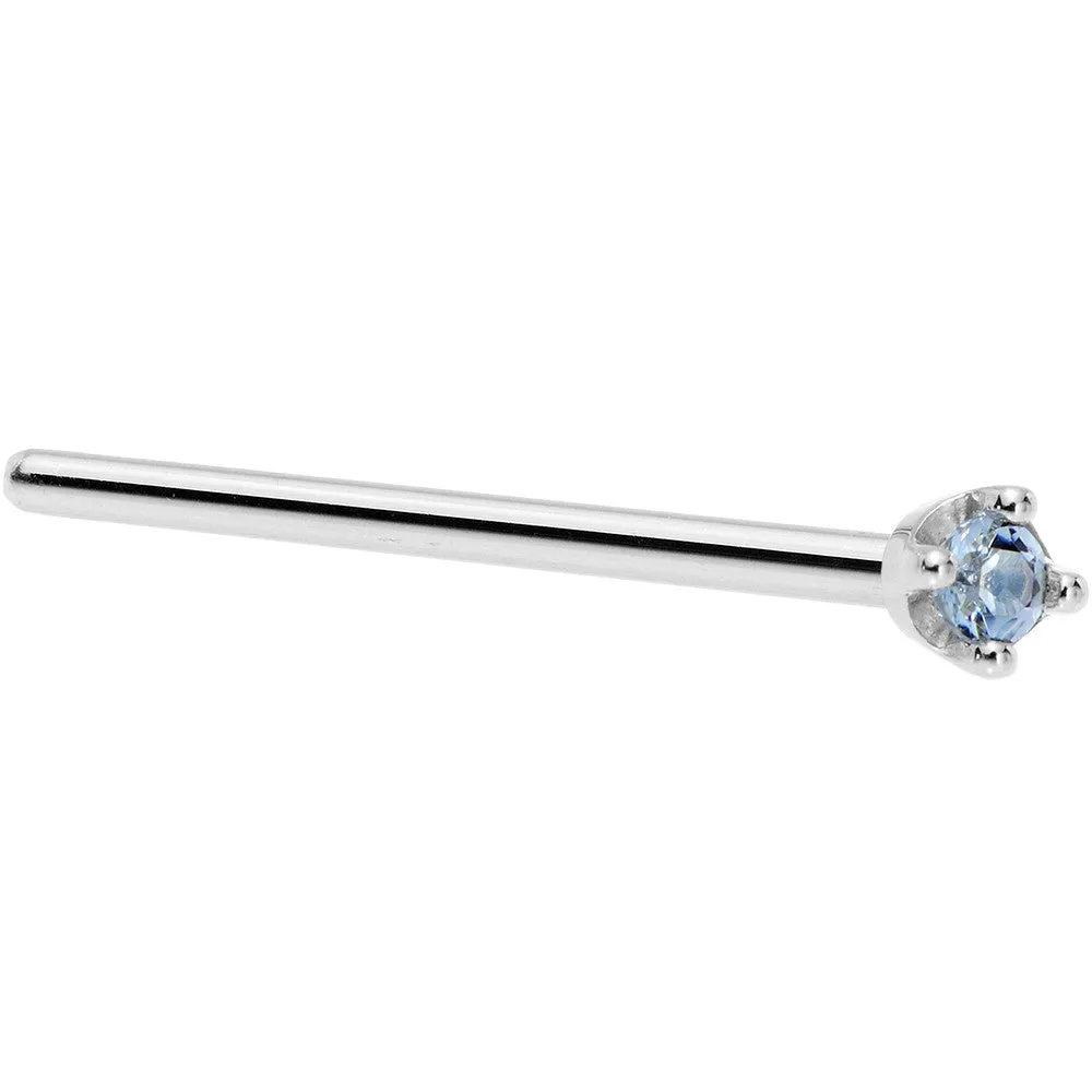 Solid 18KT White Gold (December) 1.5mm Genuine Topaz Nose Ring
