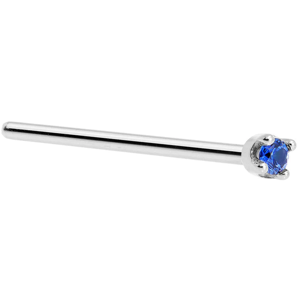 Solid 18KT White Gold (September) 1.5mm Genuine Blue Sapphire Nose Ring