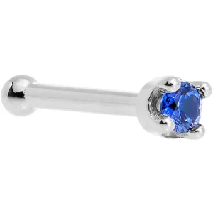 Solid 18KT White Gold (September) 1.5mm Genuine Blue Sapphire Nose Ring